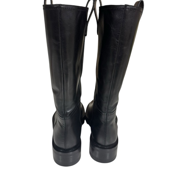 Tamara Mellon Black Leather Easy Rider Pull-on Leather Moto Boots - Picture 4 of 7